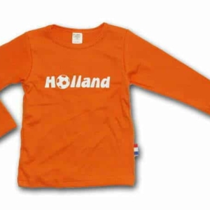 Wooden Buttons uniseks kinder shirt oranje "Holland"