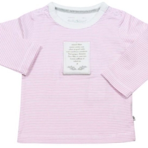 Ducky Beau Newborn meisjes baby shirtje white/pink gestreept lan