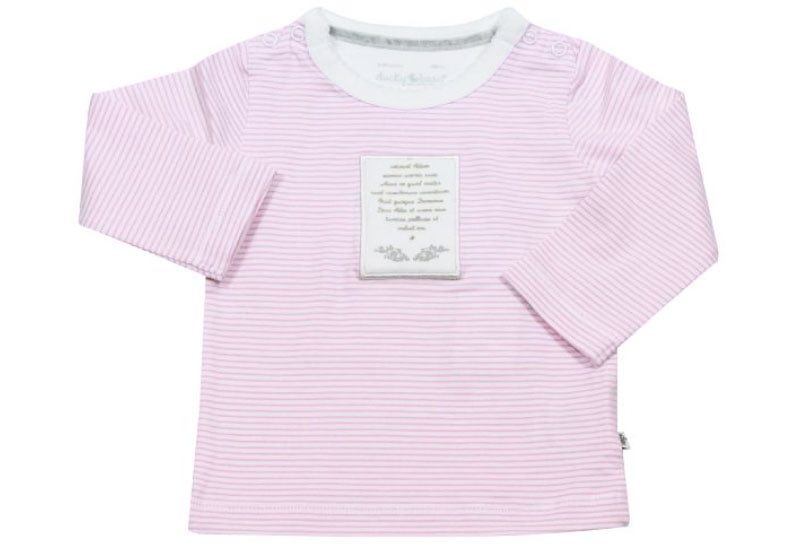 Ducky Beau Newborn meisjes baby shirtje white/pink gestreept lan