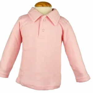 Wooden Buttons baby poloshirtje roze lange mouw