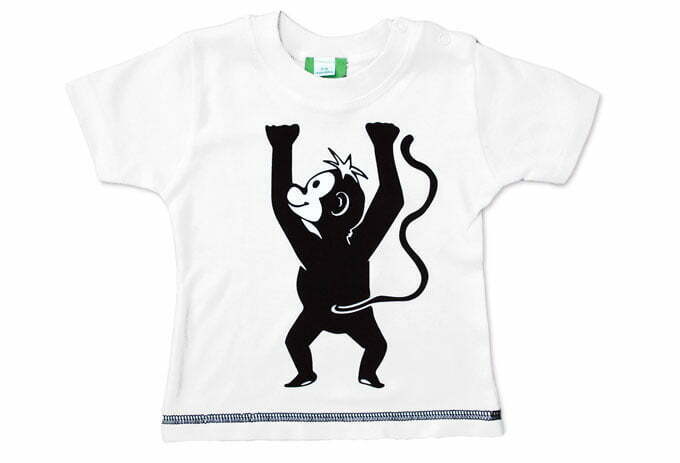 Qtie unisex baby T-shirt aap wit korte mouw-0