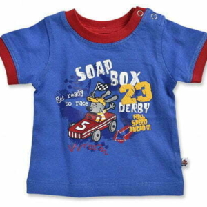 Blue Seven newborn jongens baby shirt soapbox derby met korte mouw blauw -0