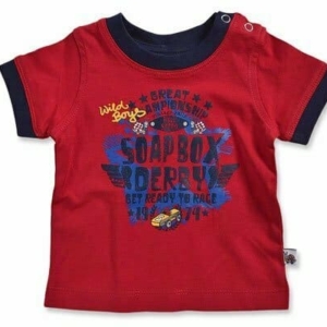Blue Seven newborn jongens baby shirt soapbox met korte mouw rood -0