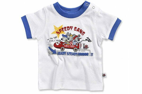 Blue Seven newborn jongens baby shirt soapbox derby met korte mouw wit -0