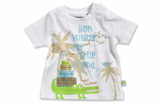 Blue Seven newborn jongens baby shirt met korte mouw Tiny Tourist wit-0