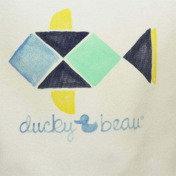 Ducky Beau jongens baby rompertje off-white/lichtblauw mouwloos -19520