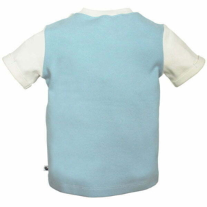Ducky Beau jongens baby shirtje off-white/lichtblauw korte mouw-19505