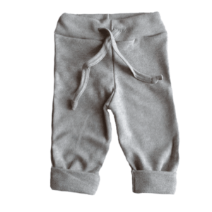 Wooden Buttons baby broek met veter grijs gemêleerd-0
