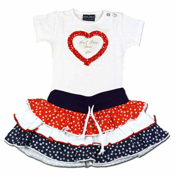 Azul Petit wit meisjes baby shirtje Vivy met rood hartje-21196