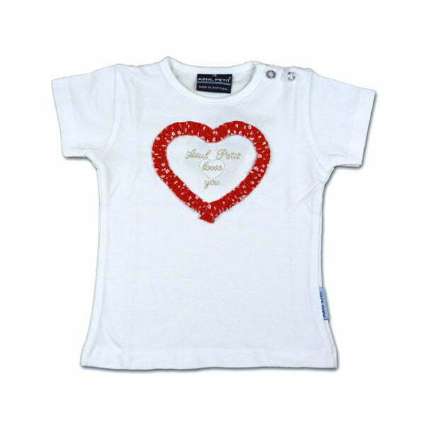 Azul Petit wit meisjes baby shirtje Vivy met rood hartje-0