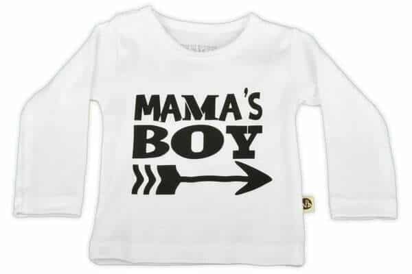 Wooden Buttons jongens baby shirt "MAMA'S BOY" lange mouw wit-23722