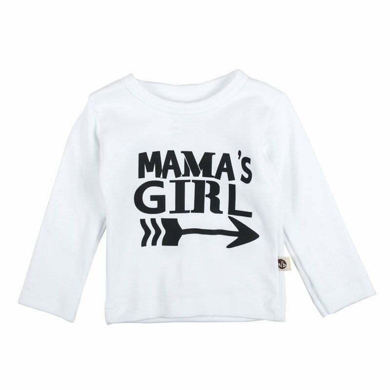 Wooden Buttons meisjes baby shirt "MAMA'S GIRL" lange mouw wit-0