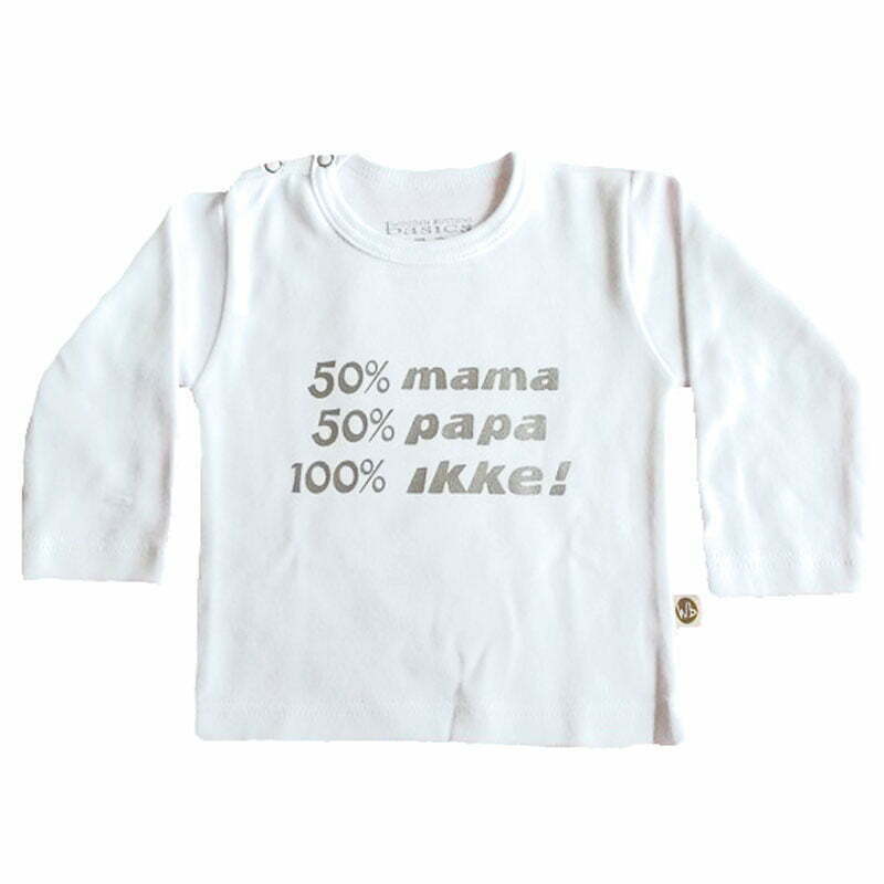 Wooden Buttons baby shirt "50% MAMA, 50% PAPA, 100% IKKE" wit-0