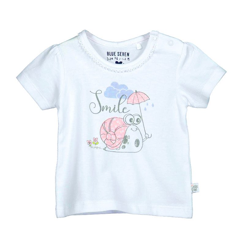 Blue Seven Newborn Babykleding Wit Meisjes Baby T Shirt Little Snail