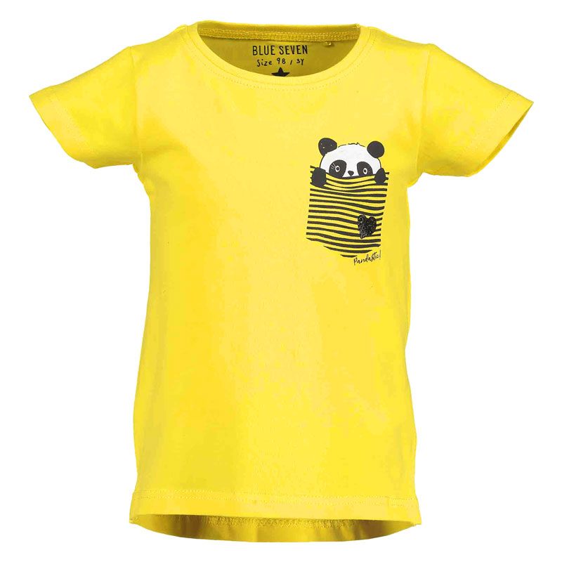 belofte Hertellen metgezel Lief geel meisjesshirt Fun Panda met korte mouw van Blue Seven