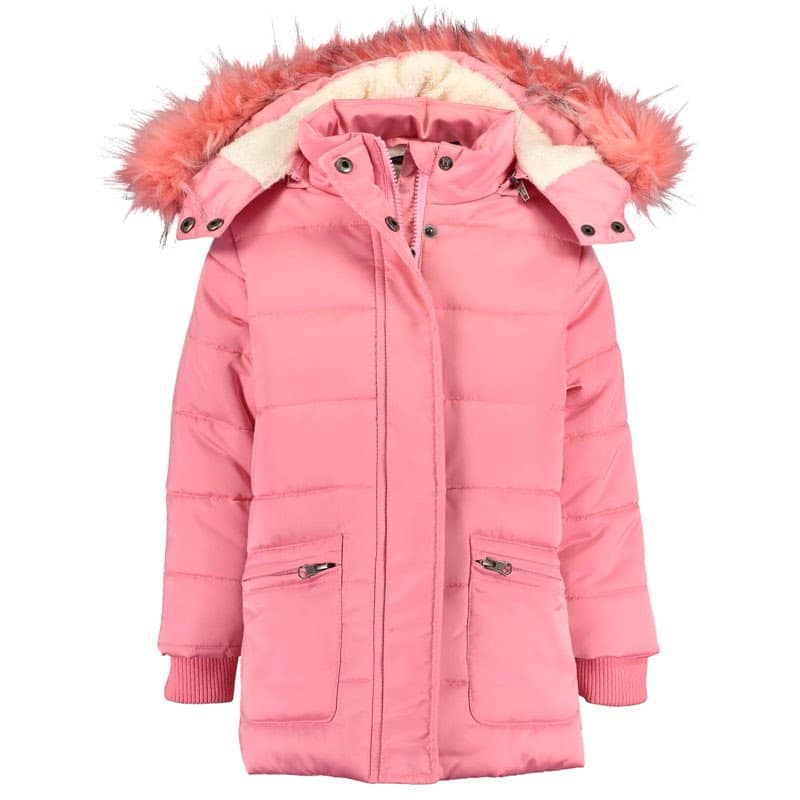 Blue Seven roze meisjes winter jas met afneembare capuchon -0