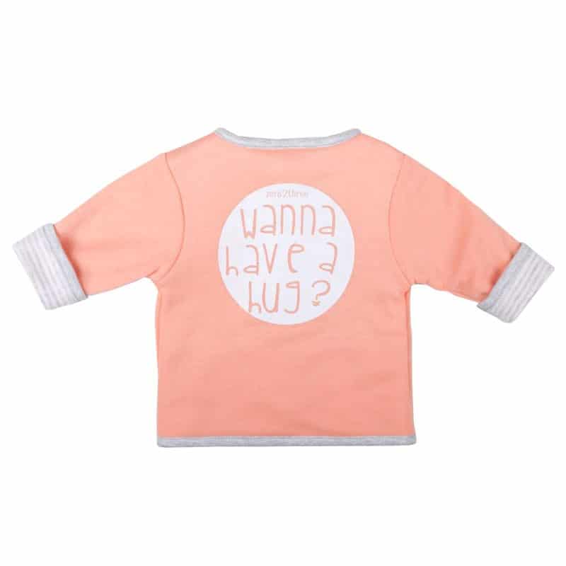 Zero2three Newborn zalmroze reversibel baby vest-jasje Panda Love-26023