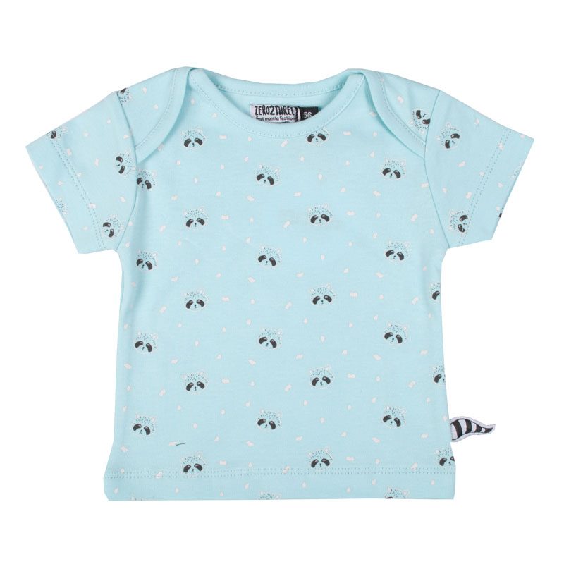 Zero2three Babykleding Aqua Blauw Jongens Baby T Shirt Wasbeer