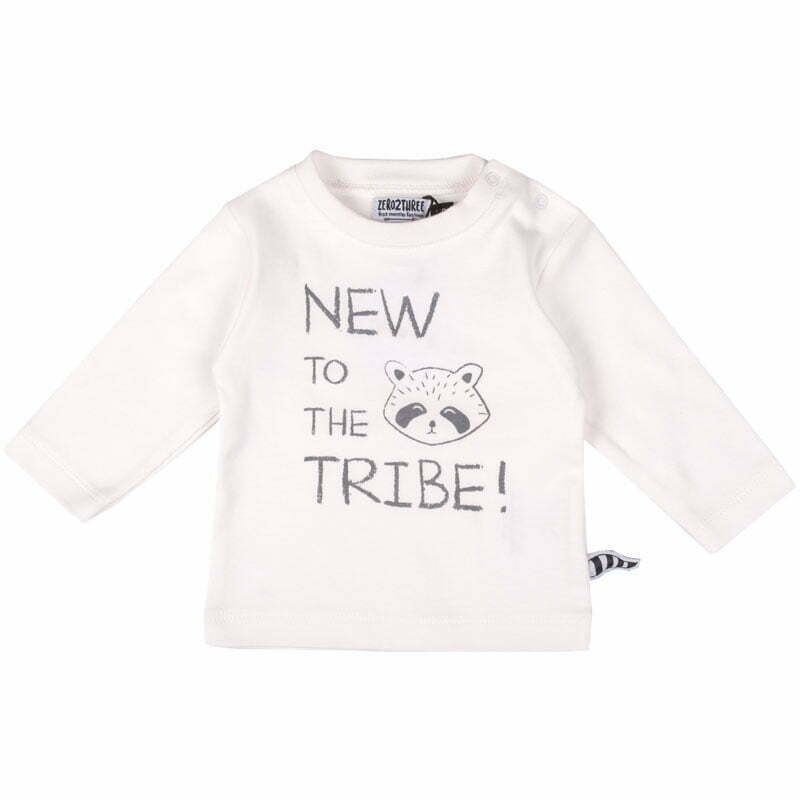 Zero2Three Newborn off-white jongens baby shirtje wasbeer lange mouw-0