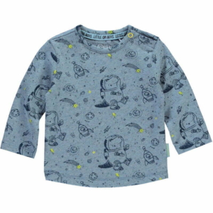 Quapi Newborn grijsblauw jongens baby t-shirt Xander AOP lange mouw-0