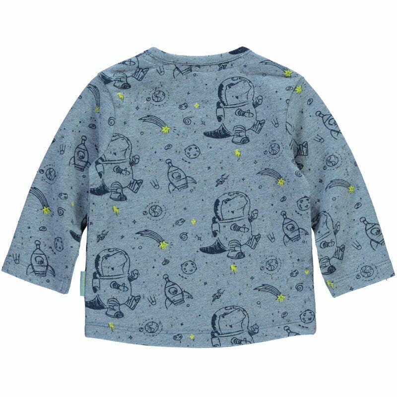 Quapi Newborn grijsblauw jongens baby t-shirt Xander AOP lange mouw-26962