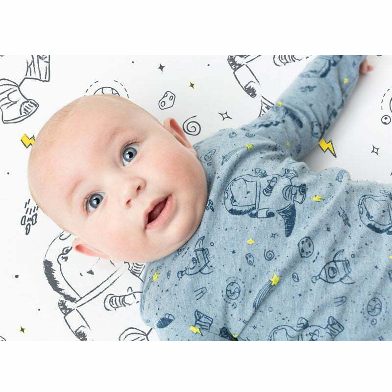 Quapi Newborn grijsblauw jongens baby t-shirt Xander AOP lange mouw-26961