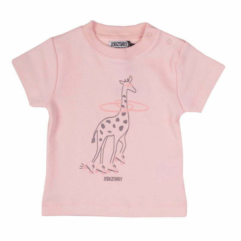 Zero2Three Newborn roze meisjes baby shirt Giraffe korte mouw-0