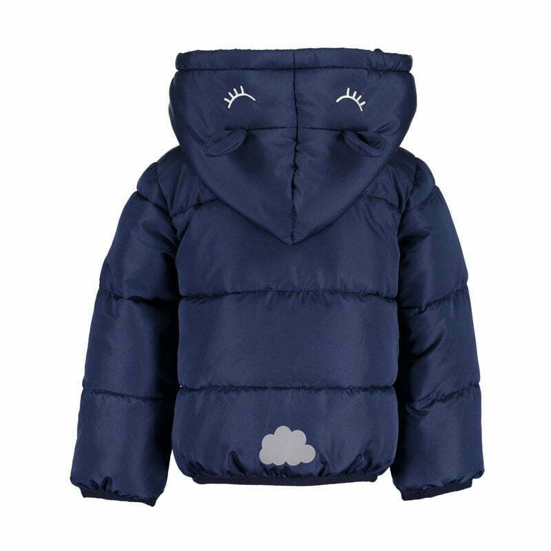 Blue Seven donkerblauwe met borg gevoerde meisjes baby winter jas met capuchon-27251