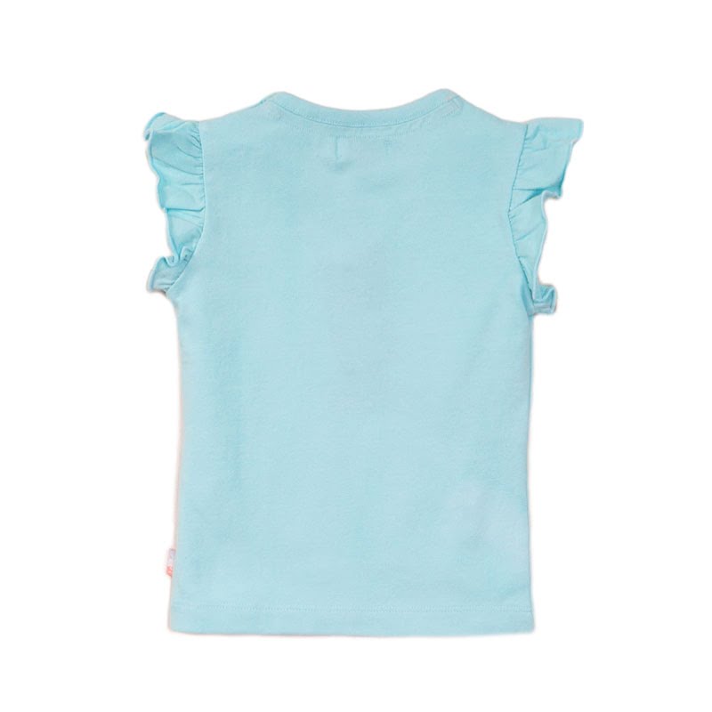 Dirkje meisjes baby shirtje giraf met kapmouwtjes aqua blauw-27785
