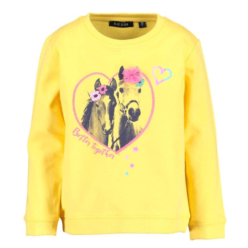 Blue Seven sweater met paarden print geel-0