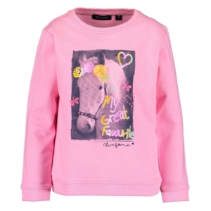 Blue Seven sweater met paarden print roze-0