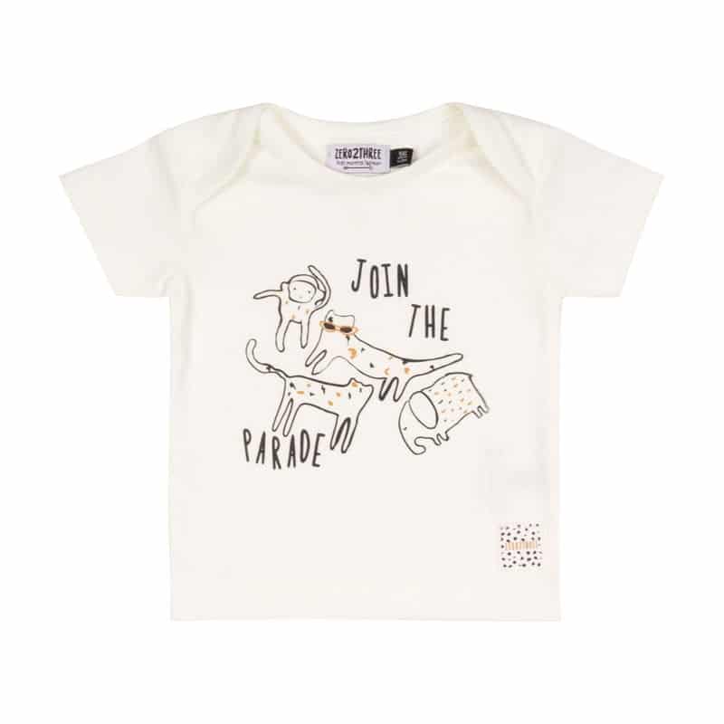 Drank Boost via schattig off-white baby shirtje met korte mouw van Zero2Three Newborn