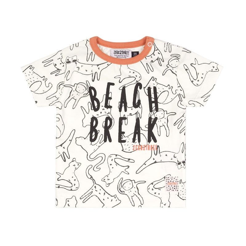 Zero2Three newborn off-white unisexs baby t shirt Beach Break-0