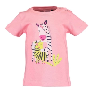 Blue Seven baby t shirt Wild Nature Zebra roze met korte mouw -0
