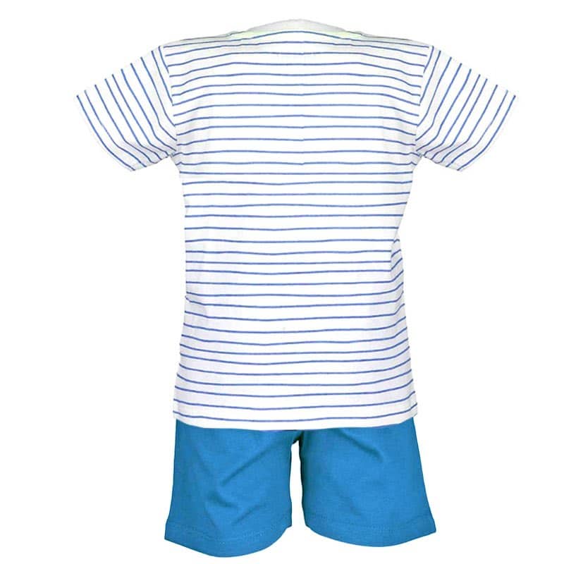 Blue Seven 2 delig baby setje shirtje en broekje Captain Hippo blauw/wit-28327