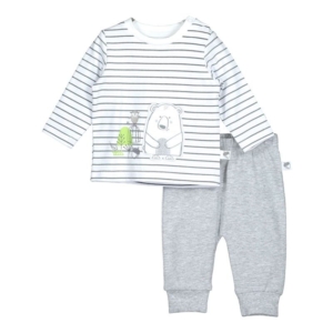Blue Seven newborn uniseks baby setje wit shirtje met grijs broekje-0