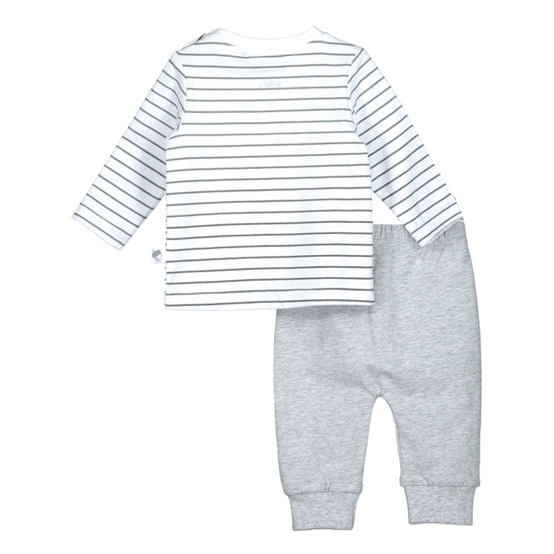 Blue Seven newborn uniseks baby setje wit shirtje met grijs broekje-28860