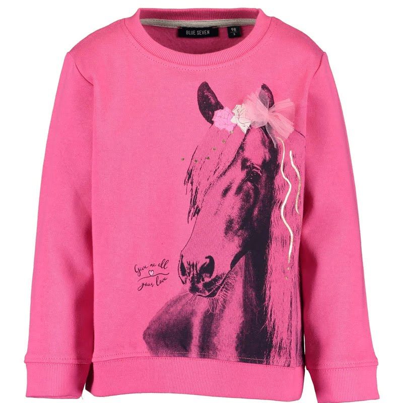 Blue Seven meisjes sweater met paarden print cyclaam roze-0