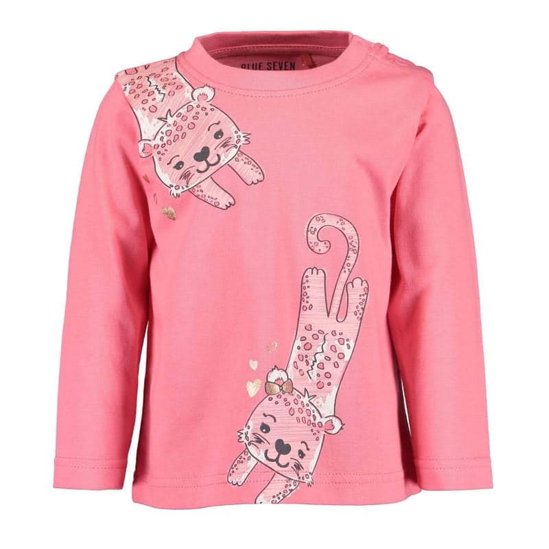 Blue Seven roze meisjes baby shirt Leopard met lange mouw -0
